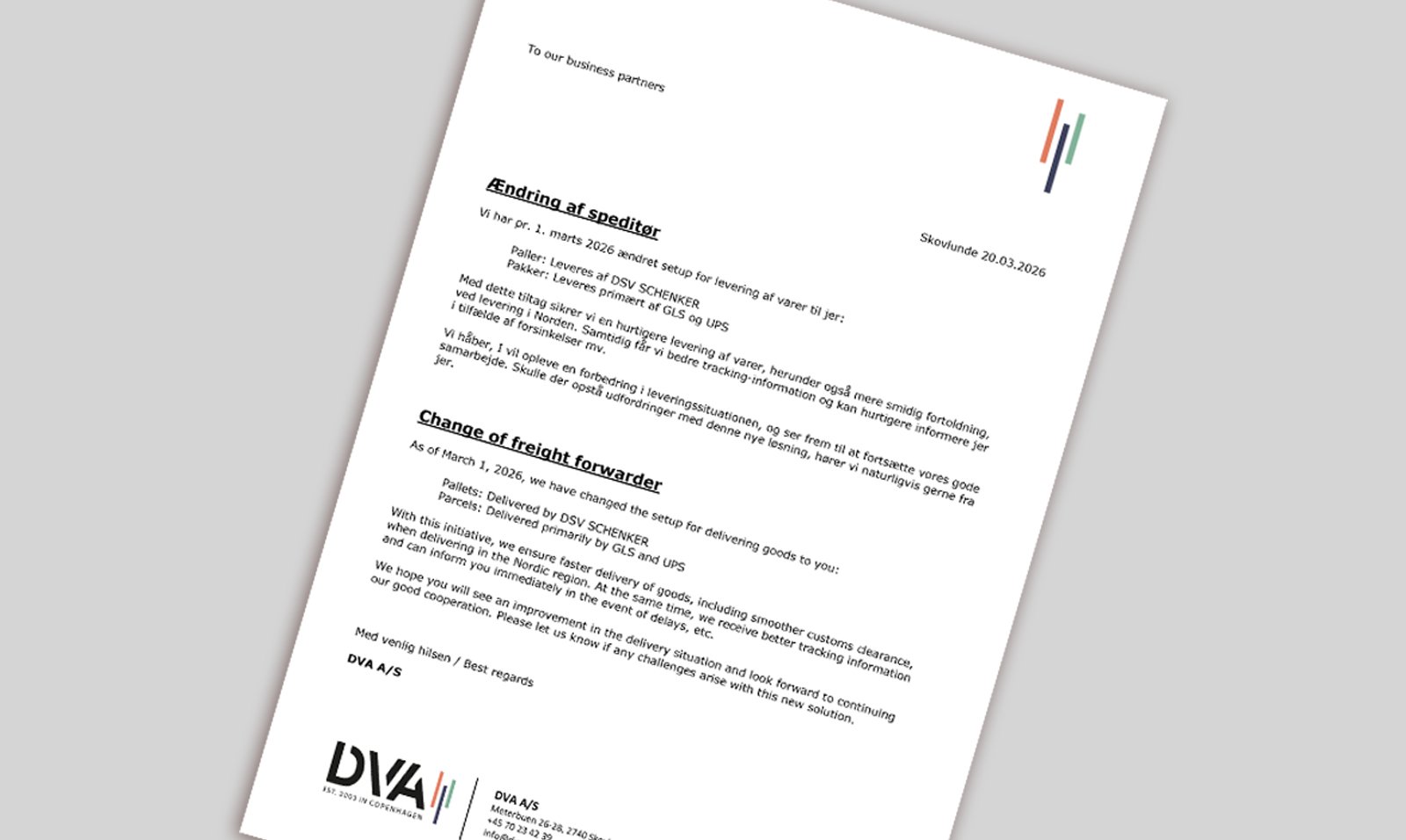 &AElig;ndring af spedit&oslash;r