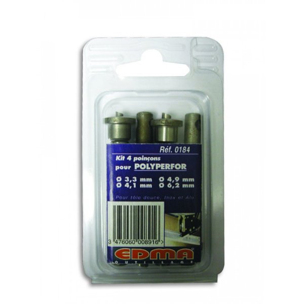 EDMA stempel s�t 4 dele �3,3 + 4,1 + 4,9 + 6,2 mm