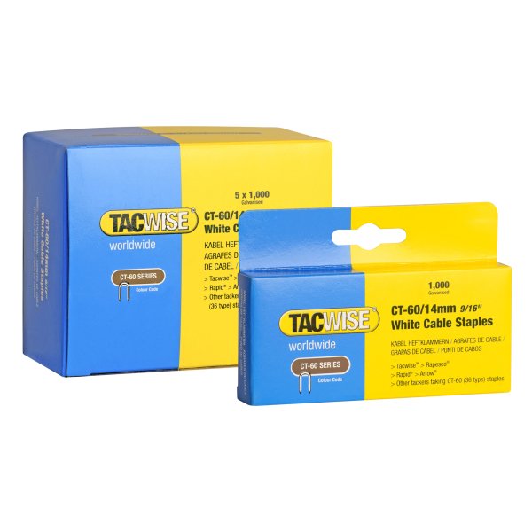 TACWISE kabel klammer CT-60/14mm - hvide - 5x1000 stk - 1605721