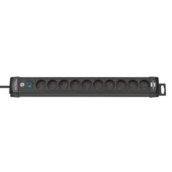 BRENNENSTUHL stikd�se med afbryder u/jord 10 stik sort - 2253586