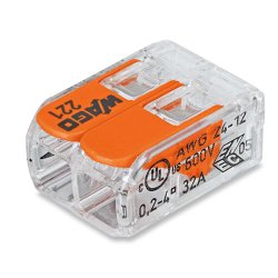 Wago Samlemuffe 2x0,2-4 mm&sup2; transparent, serie 221 - 5-pak - 2297667