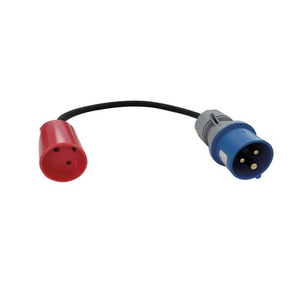 GRIPO adapterkabel neopren 0,33m fra CEE 230V/16A han til DK 230V/10A hun m. jord - 2222596