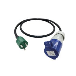 GRIPO adapterkabel neopren 1,2m fra CEE 230V/16A hun til DK 230V/10A han - 2222597
