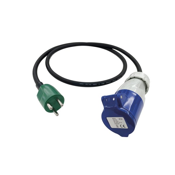 GRIPO adapterkabel neopren 1,2m fra CEE 230V/16A hun til DK 230V/10A han - 2222597