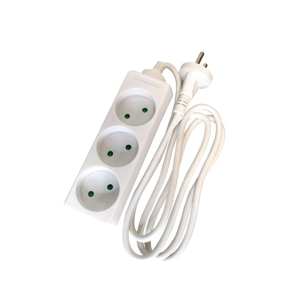 GRIPO stikdse hvid 3 udtag med 3,0m ledning u/jord - 2265988