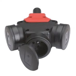 BLUE ELECTRIC Schuko 3-stik med l�g - Hun - Sort