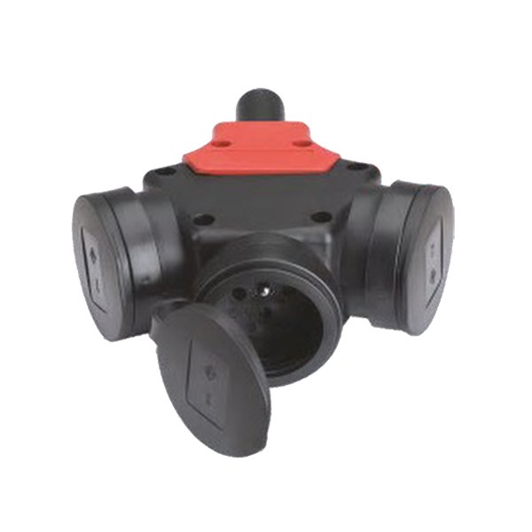 BLUE ELECTRIC Schuko 3-stik med l�g - Hun - Sort