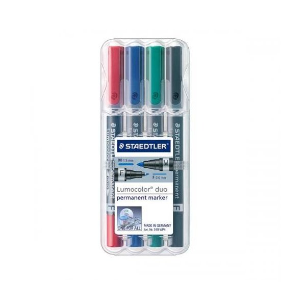 STAEDTLER permanent marker - duo - s�t med 4 stk
