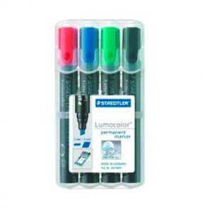 STAEDTLER permanent marker s�t m/4 stk r�d+gr�n+bl�+sort - flad spids - 5193822