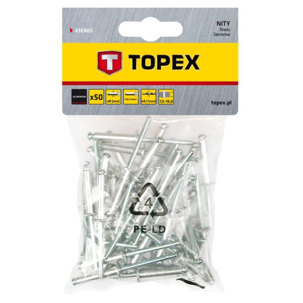 TOPEX blindnitte - 4,0 x 12,5 mm - alu - 50 stk - 2343798