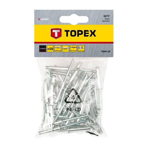 TOPEX blindnitte - 4,0 x 18,0 mm - alu - 50 stk - 2343800