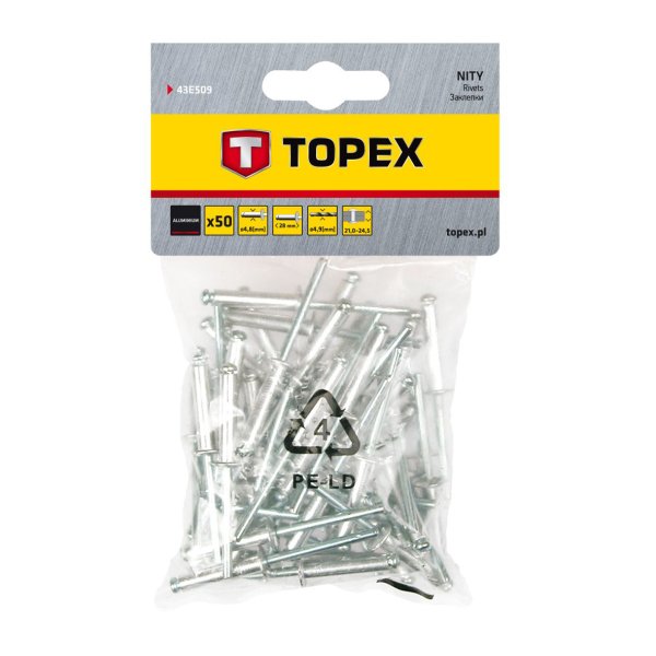 TOPEX blindnitte - 4,8 x 28.0 mm - alu - 50 stk - 2370075