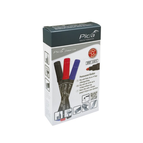 PICA Classic Permanent marker DRY-SAFE 1-4mm rund spids rd - 1784283