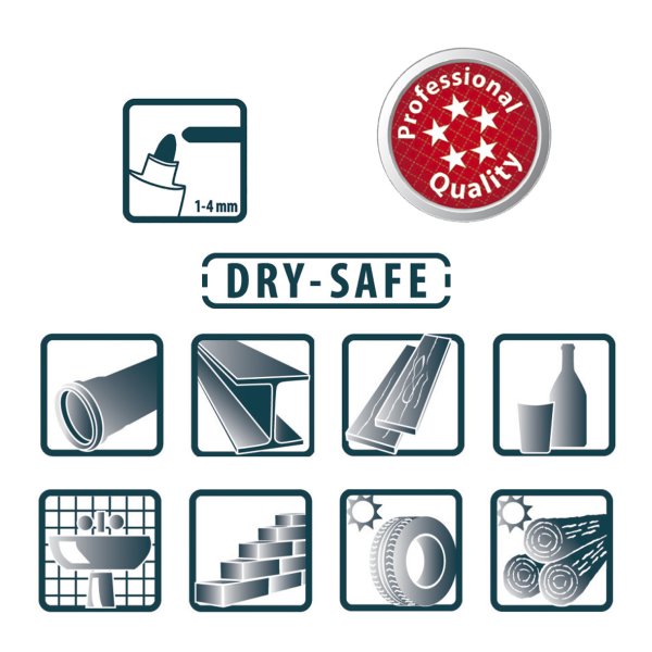 PICA Classic Permanent marker DRY-SAFE 1-4mm rund spids rd - 1784283