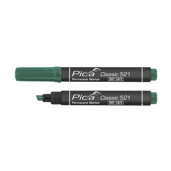 PICA Classic Permanent marker DRY-SAFE 2-6mm skr/flad spids grn - 1939869