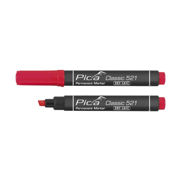 PICA Classic Permanent marker DRY-SAFE 2-6mm skr/flad spids rd - 1784272
