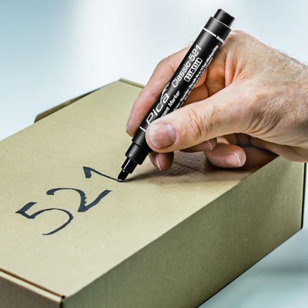 PICA Classic Permanent marker DRY-SAFE 2-6mm skr/flad spids bl - 1784277