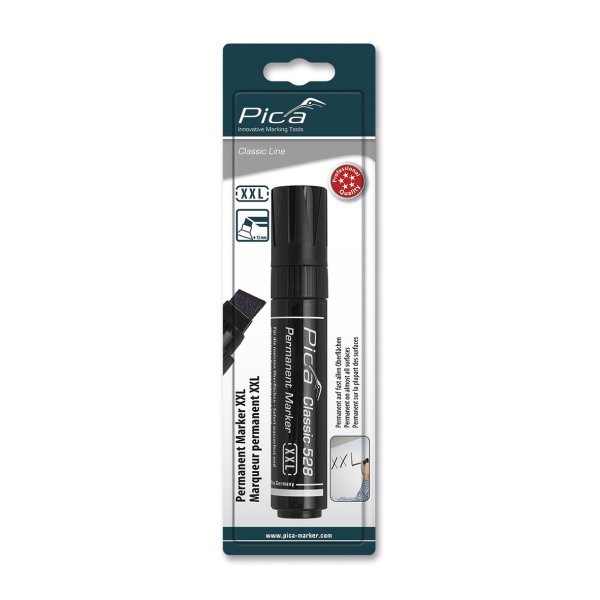 PICA Classic Permanent marker XXL 4-12mm skr/flad spids sort - 2310735