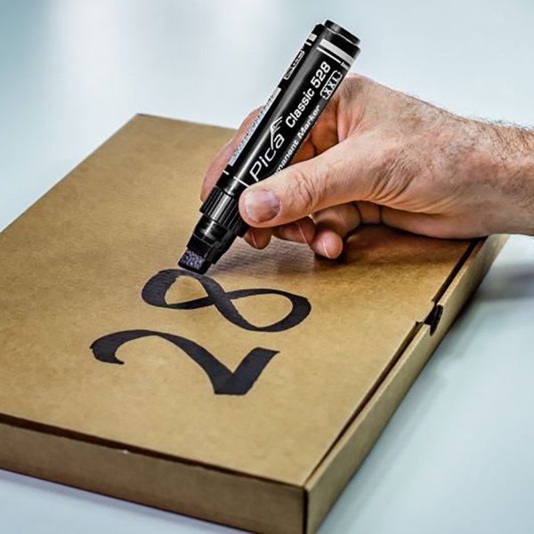 PICA Classic Permanent marker XXL 4-12mm skr/flad spids sort - 2310735