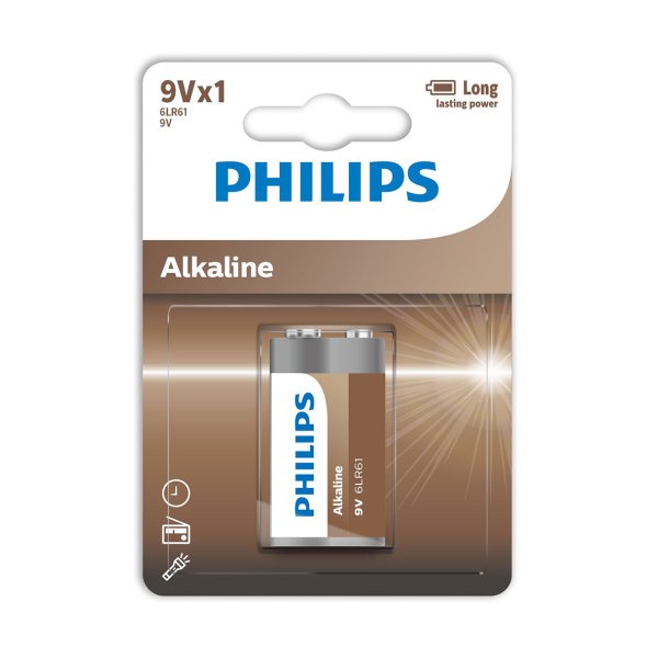 PHILIPS batteri tech alkaline 9V 1-pak - 2110056