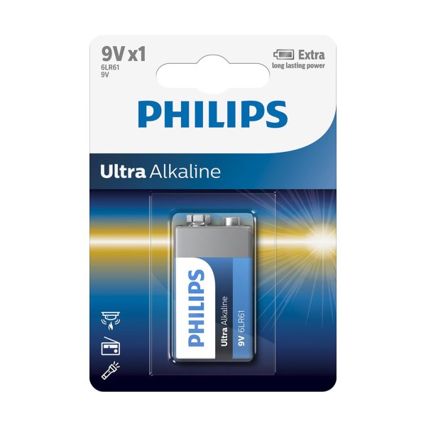 PHILIPS batteri ultra alkaline 9V 1-pak - 1437245