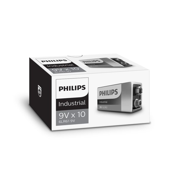 PHILIPS batteri industrial alkaline 9V 10-pak - 2079238
