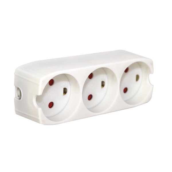 GRIPO 3 stikd�se hvid m. jord - 2094173