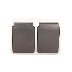 GRIPO stikkontakt dobbelt IP54 vandret - 2107884