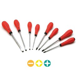 PEDDINGHAUS skruetr�kkers�t KOMBI 8 dele Lige / PH / PZ / RED GRIP