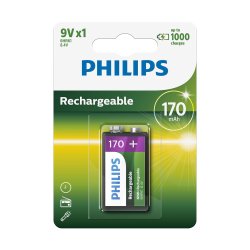 PHILIPS batteri genopladeligt NiMH 9V 1-pak - 1382895