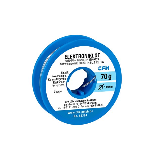 CFH loddetin EL324 ELEKTRONIK �1,0mm 70g. BLYFRI - 2016983