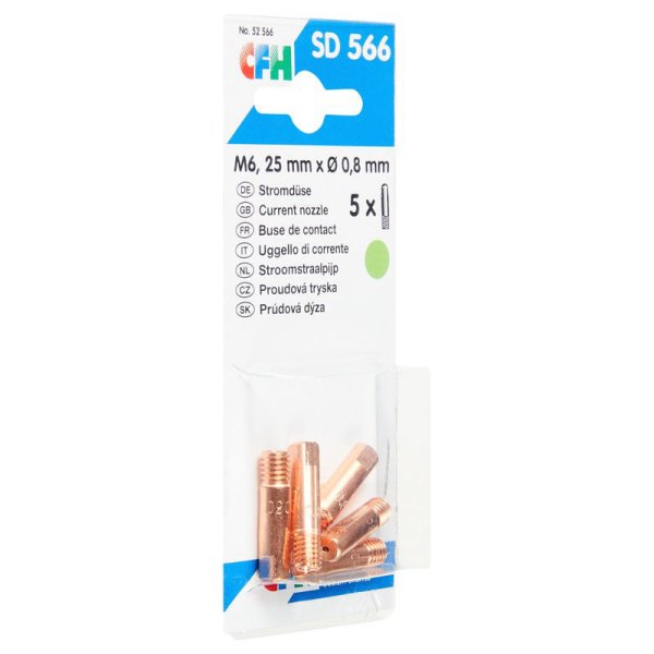 CFH kontaktdyse SD566 - M6 / 0,8 mm / 5 stk. - 1991081