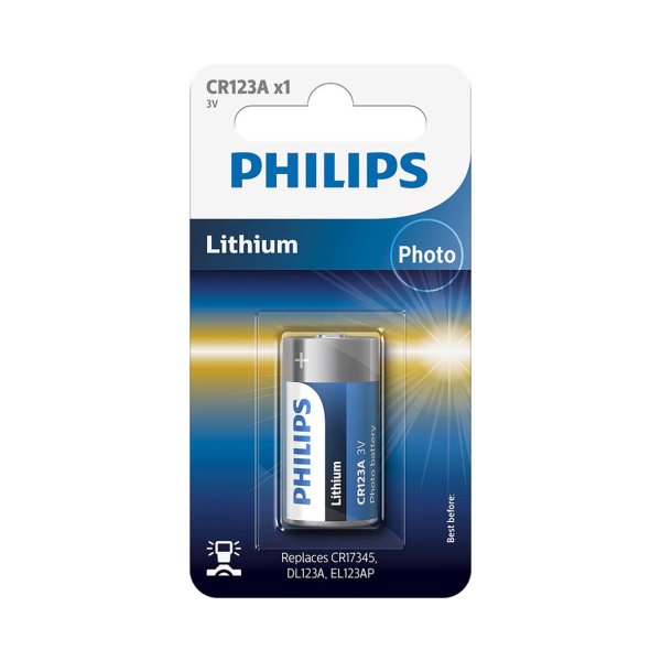 PHILIPS knapcellebatteri lithium CR123A 1-pak - 2163039