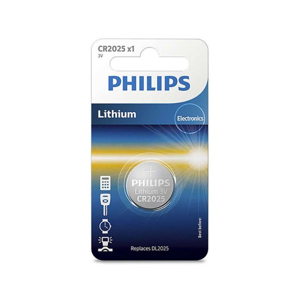 PHILIPS knapcellebatteri lithium CR2025 1-pak - 2157673