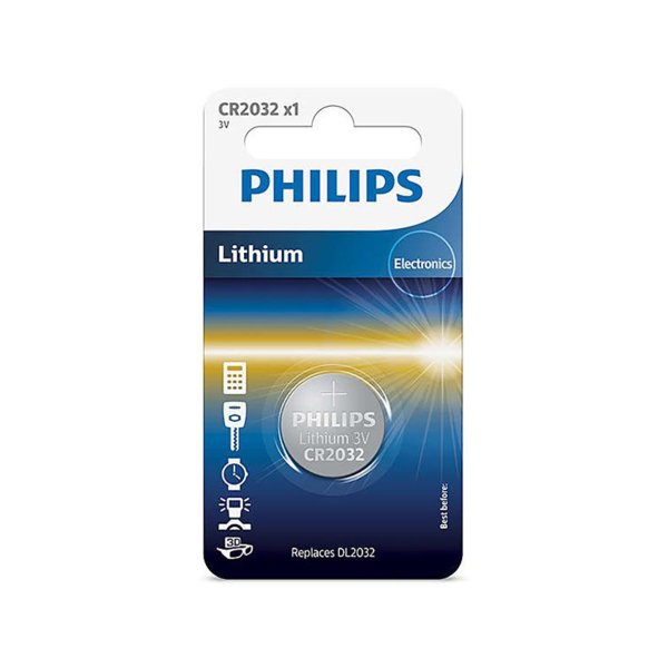 PHILIPS knapcellebatteri lithium CR2032 1-pak - 2152742