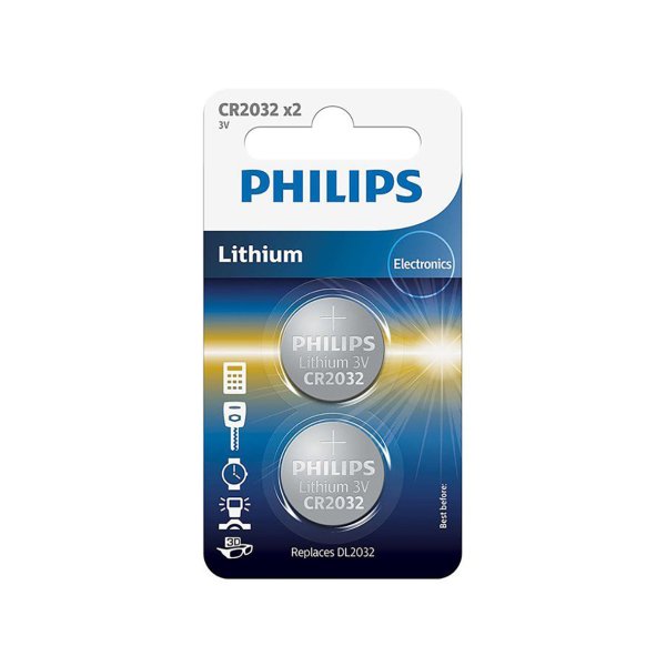 PHILIPS knapcellebatteri lithium CR2032 2-pak - 2135300