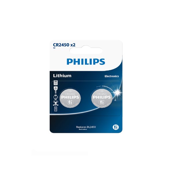 PHILIPS knapcellebatteri lithium CR2450 2-pak -2301964