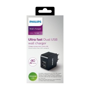 PHILIPS USB lader med 2 udtag