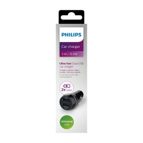 PHILIPS USB lader med 2 udtag for 12V