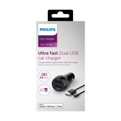 PHILIPS USB lader med 2 udtag for 12V incl kabel