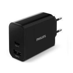 PHILIPS USB lader med 2 udtag (USB/USB-C) - 2393253