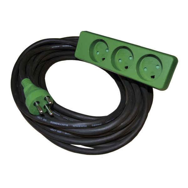 BLUE ELECTRIC kabelst neopren 15m med jord og 3 stikdse 3x1,5mm&sup2; - 5206830