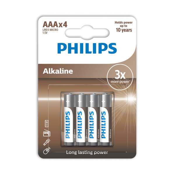PHILIPS batteri tech alkaline AAA 4-pak - 2109958