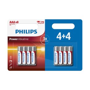 PHILIPS batteri power alkaline AAA 4+4-pak