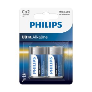 PHILIPS batteri ultra alkaline C 2-pak - 1437240
