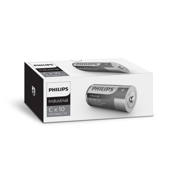 PHILIPS batteri industrial alkaline C 10-pak - 2079239