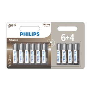 PHILIPS batteri tech alkaline AA 6+4-pak - 2109961