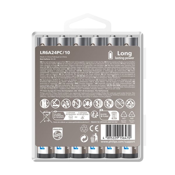 PHILIPS batteri tech alkaline AA 24-pak hardbox- 2442669