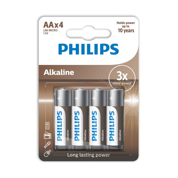 PHILIPS batteri tech alkaline AA 4-pak - 2109959