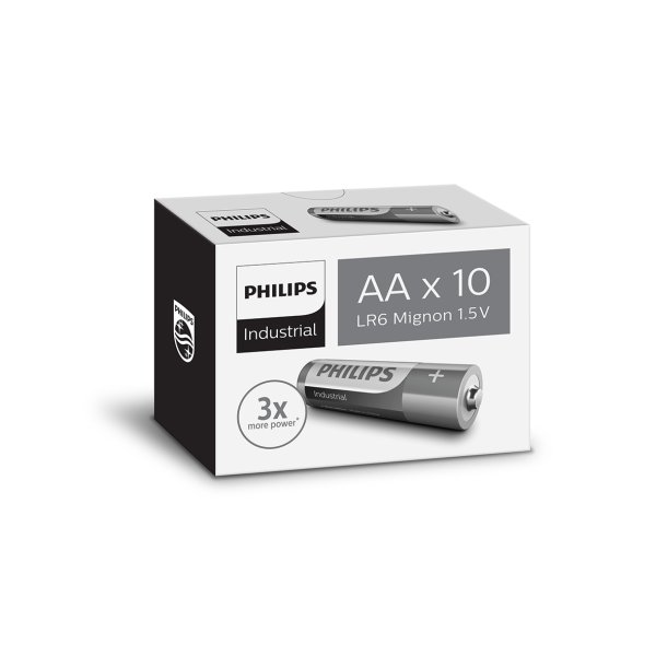 PHILIPS batteri industrial alkaline AA 10-pak - 2073832